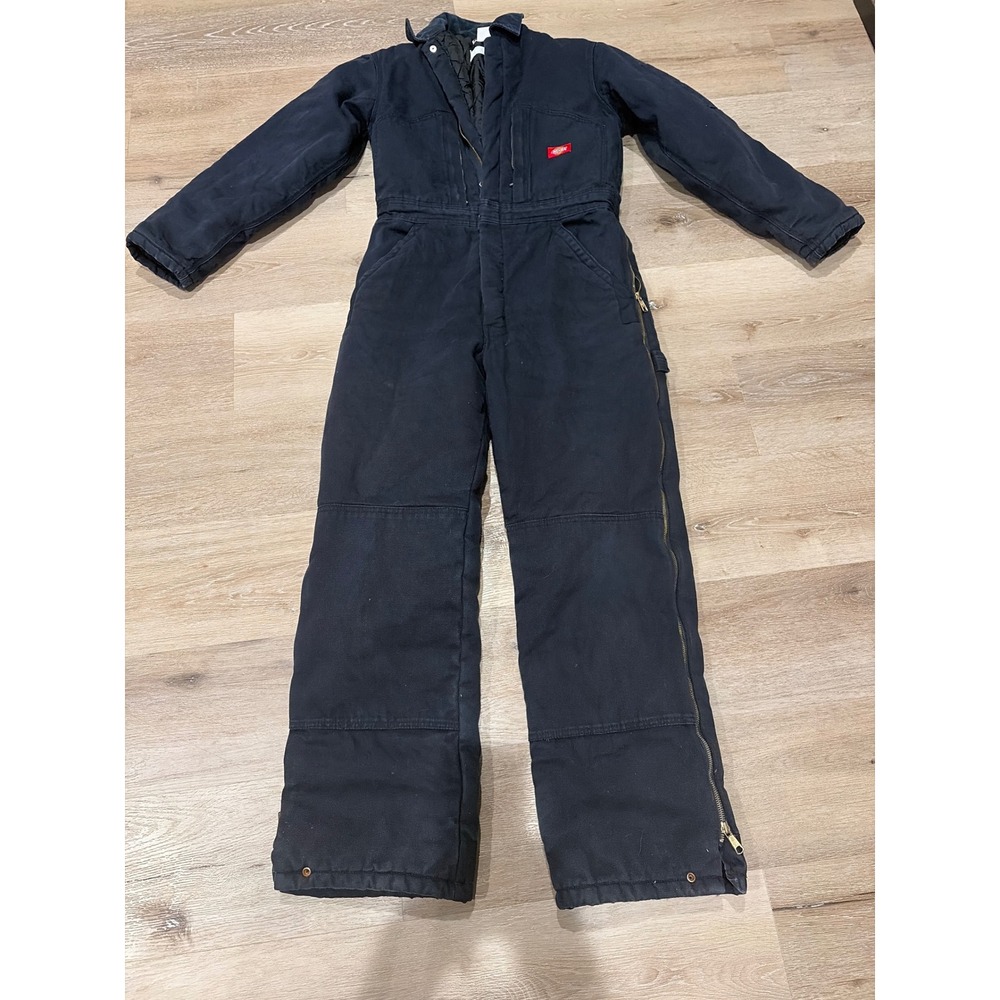 Dickies Insulated Duck Canvas Coveralls Navy Blue Small Regular Quilted Lining